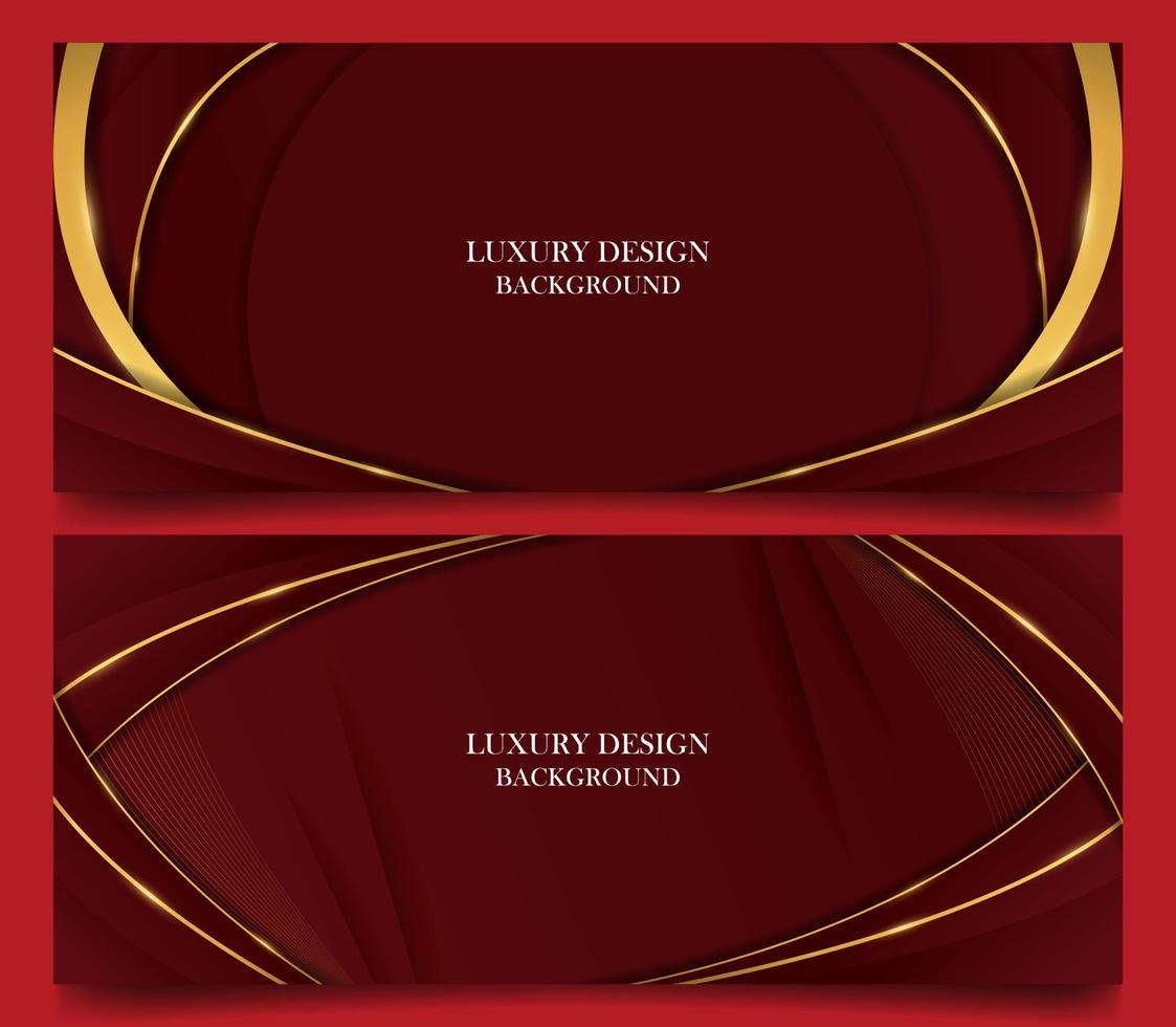 set abstract luxury wavy red and gold color background vector. luxury elegant theme design vector