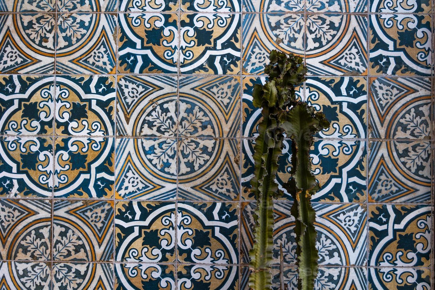riginal vintage background with Spanish glaze tiles photo