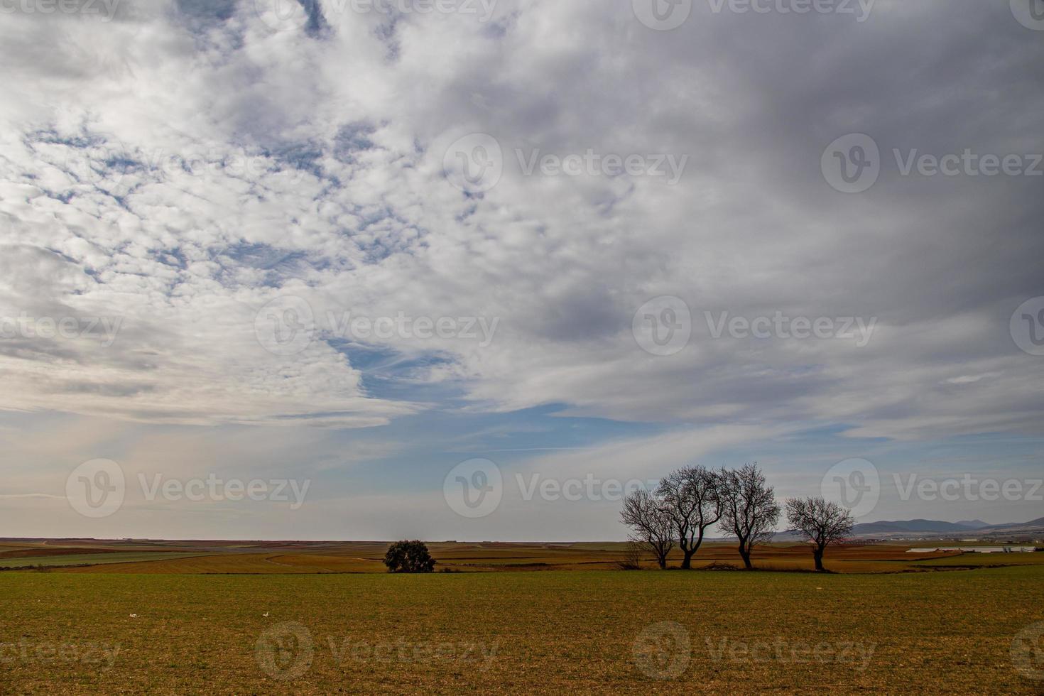 serene minimalist landscape aragon spain in winter day photo