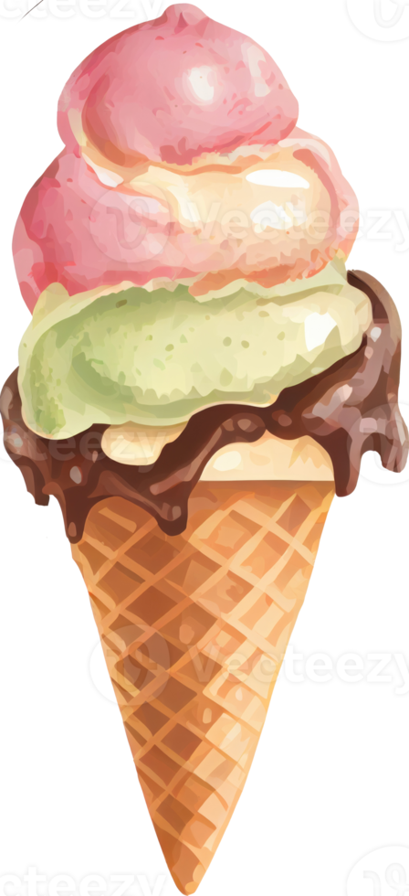 Ice cream Watercolor Illustration png