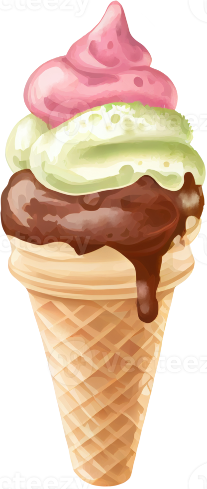 Ice cream Watercolor Illustration png