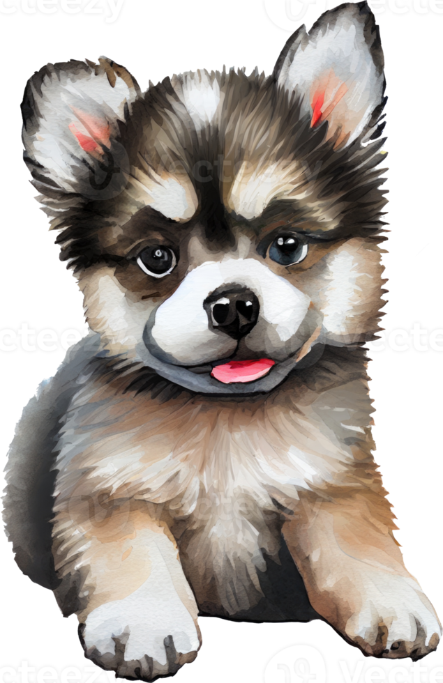 chiot sibérien rauque chien aquarelle png