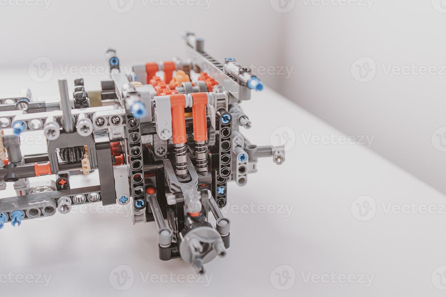 building with  blocks on a light background in close-up photo