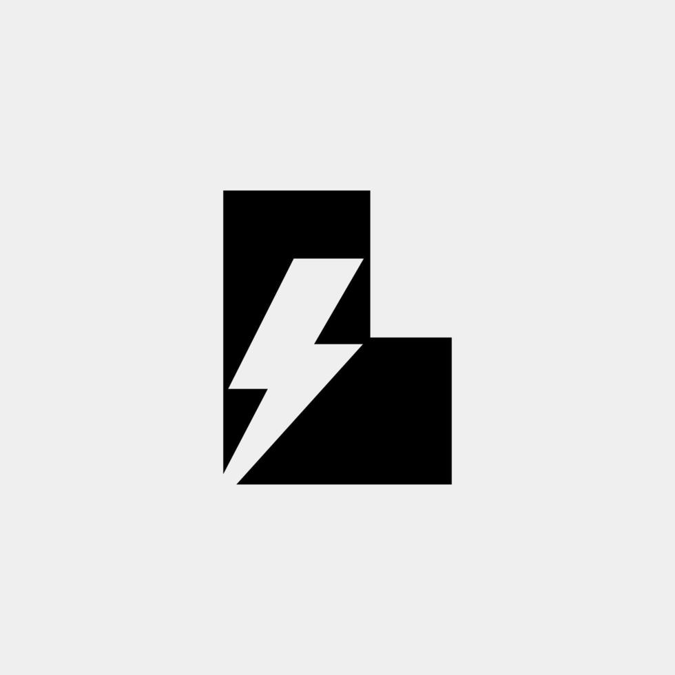 L Letter Logo With Lightning Thunder Bolt Vector Design. Electric Bolt Letter L Logo Vector Illustration.