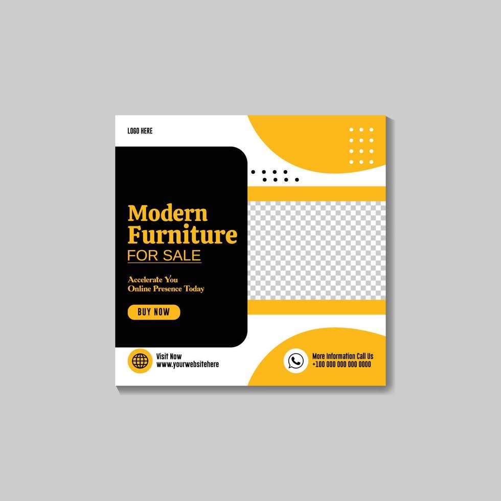 social media post design template for promotion of modern furniture sale vector