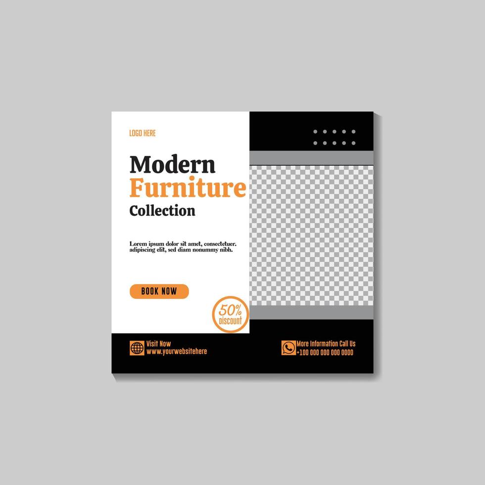 social media post design template for promotion of modern furniture sale vector