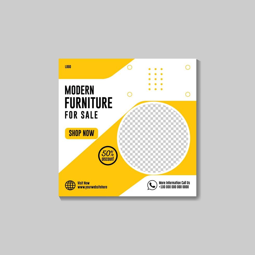 social media post design template for promotion of modern furniture sale vector