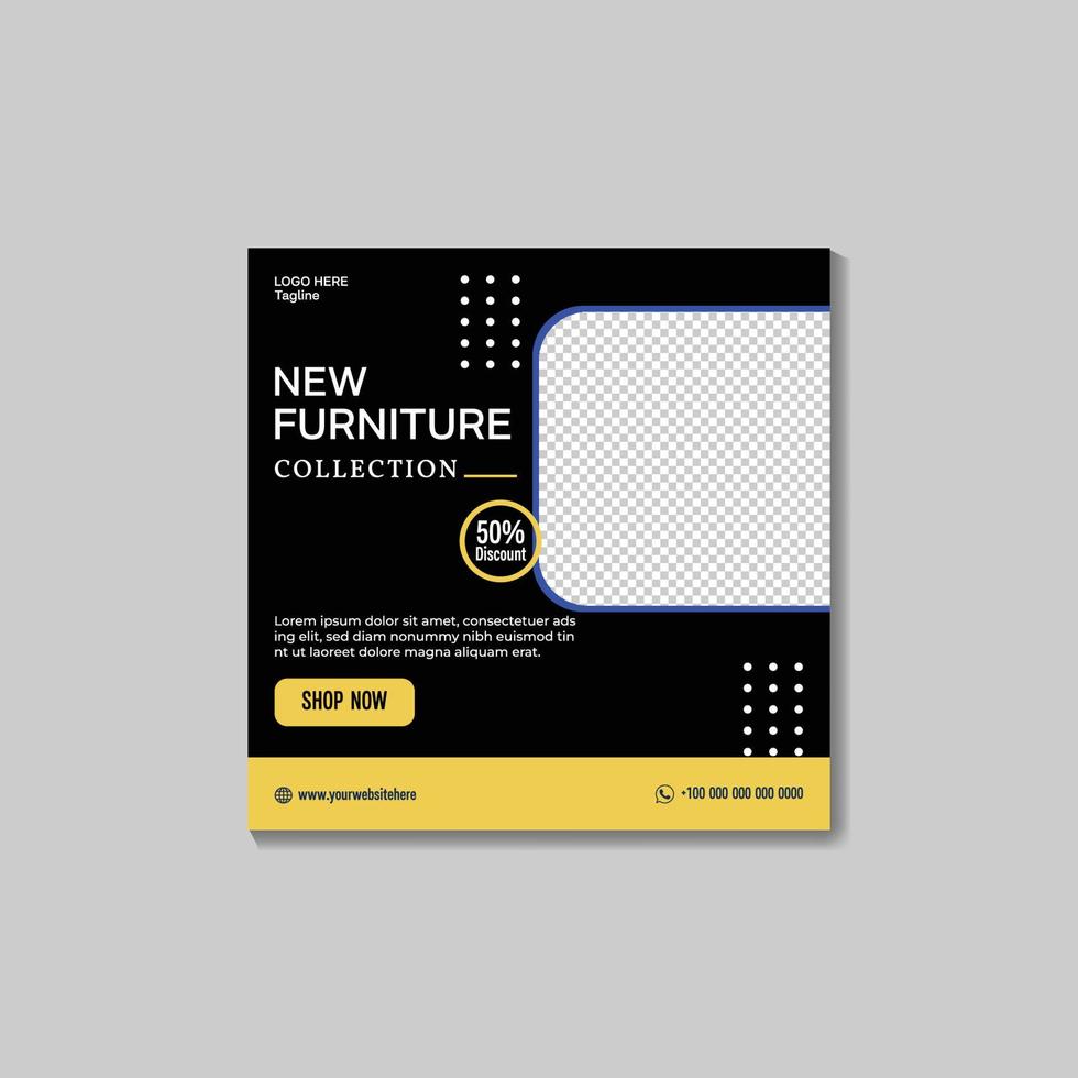social media post design template for new modern furniture sale vector