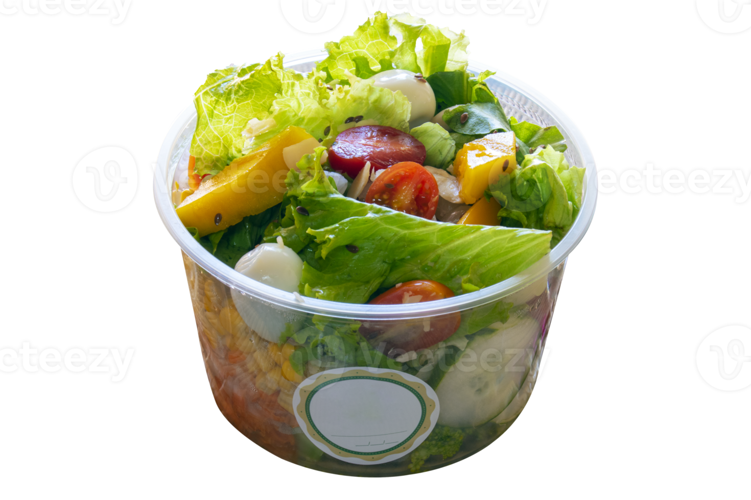 Vegetable salad with fruit in disposable packaging png