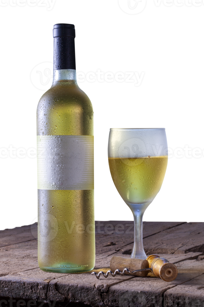 vaso y botella blanco vino png