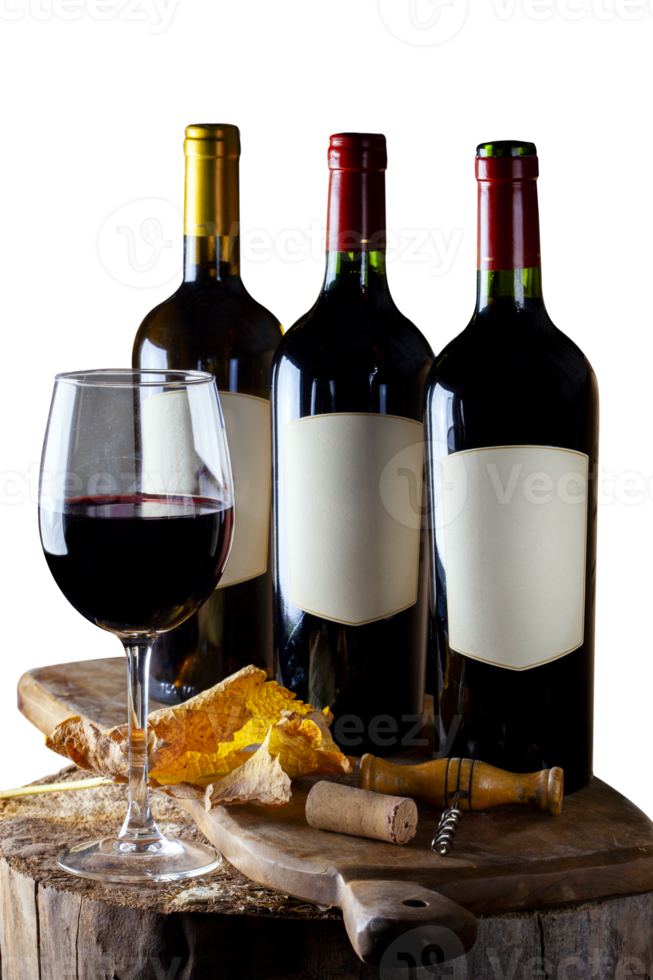 Glass and bottles of red and white wine png