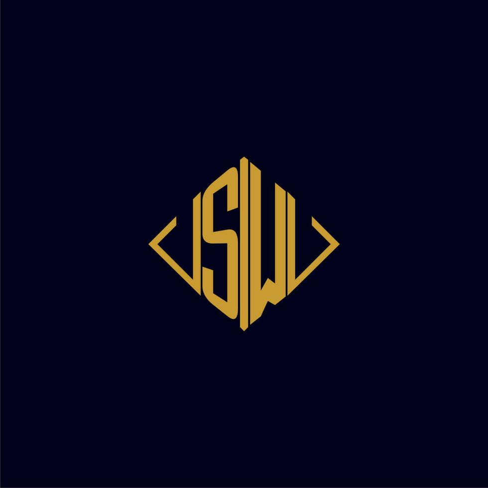 SW initial monogram square logo design ideas vector