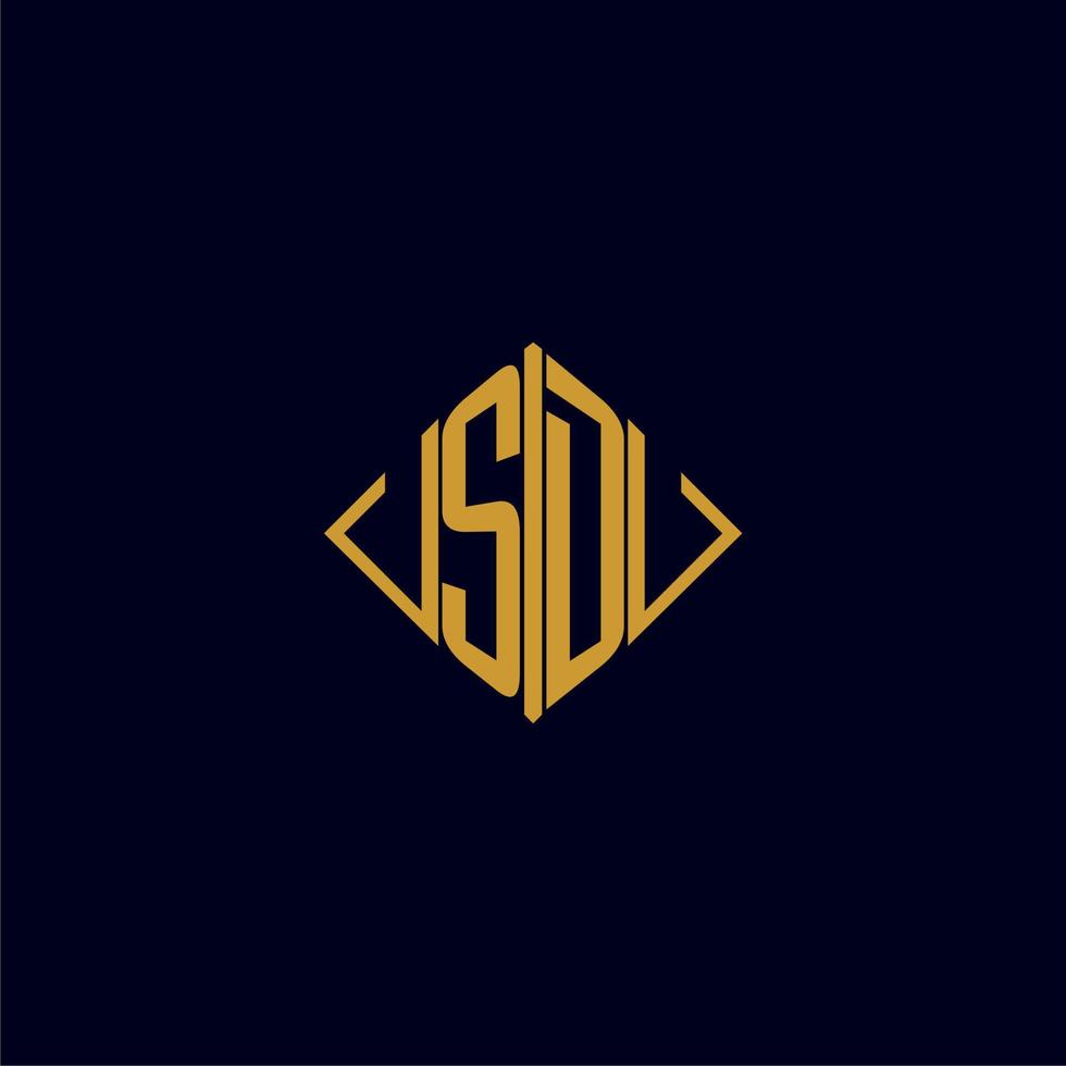 SD initial monogram square logo design ideas vector