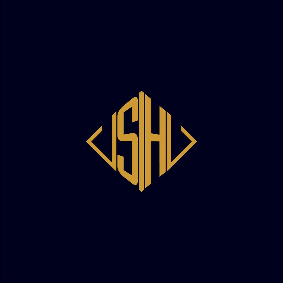 SH initial monogram square logo design ideas vector