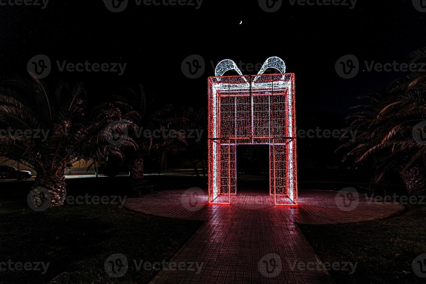 original Christmas decoration red and white gift at night photo