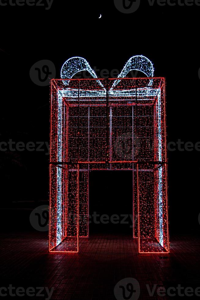 original Christmas decoration red and white gift at night photo