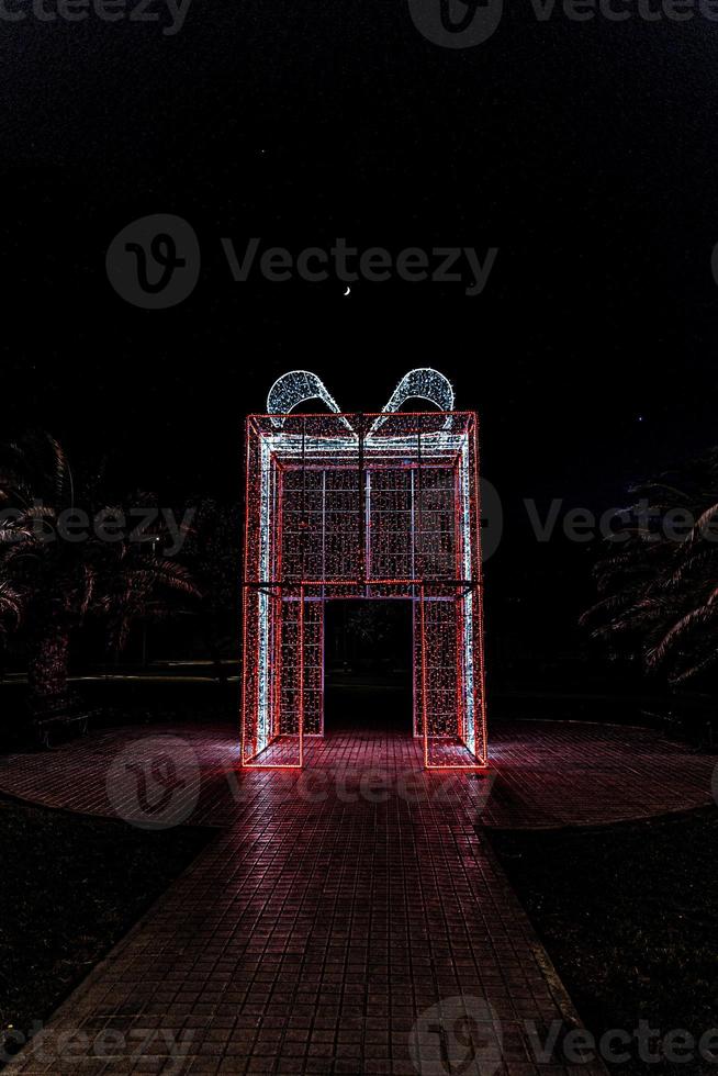 original Christmas decoration red and white gift at night photo