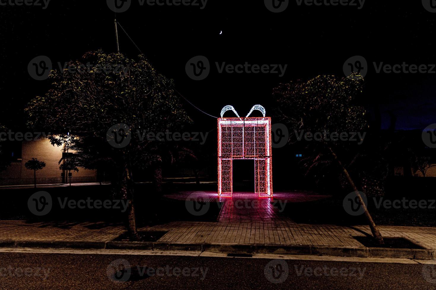 original Christmas decoration red and white gift at night photo