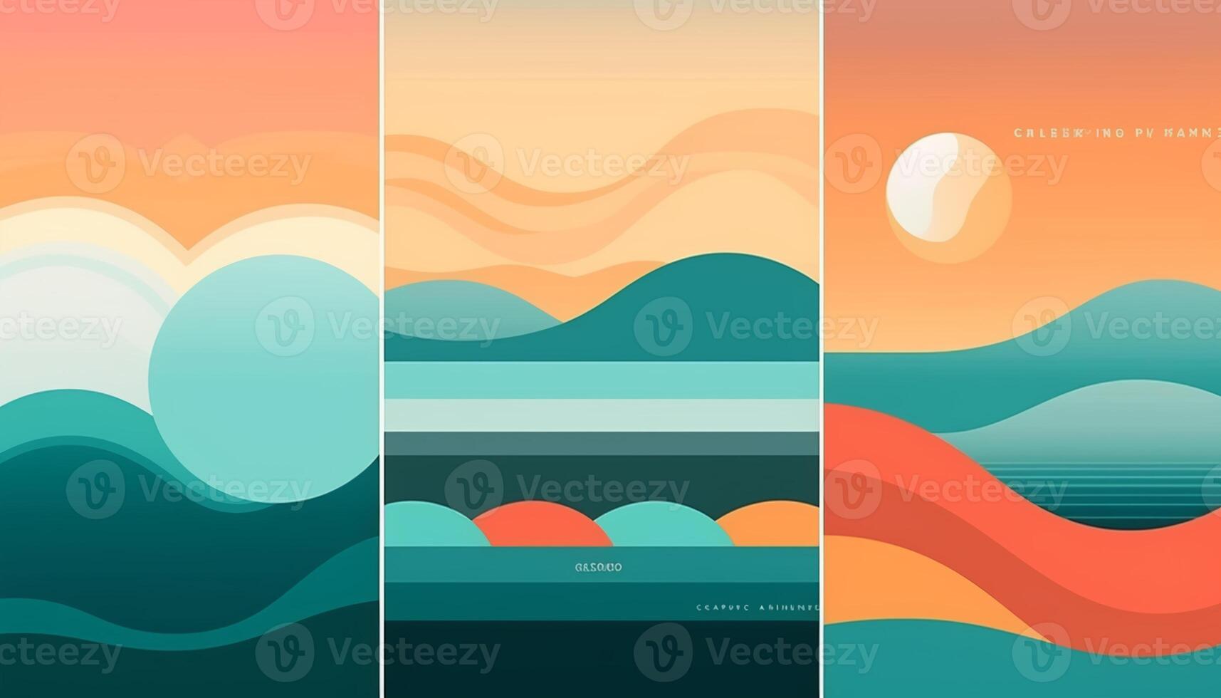 Simple minimalist retro color trendy background abstract colorful wallpaper and backdrop. Artistic digital art 3d rendering geometric line stripe bar element design material. Panoramic mountain. photo