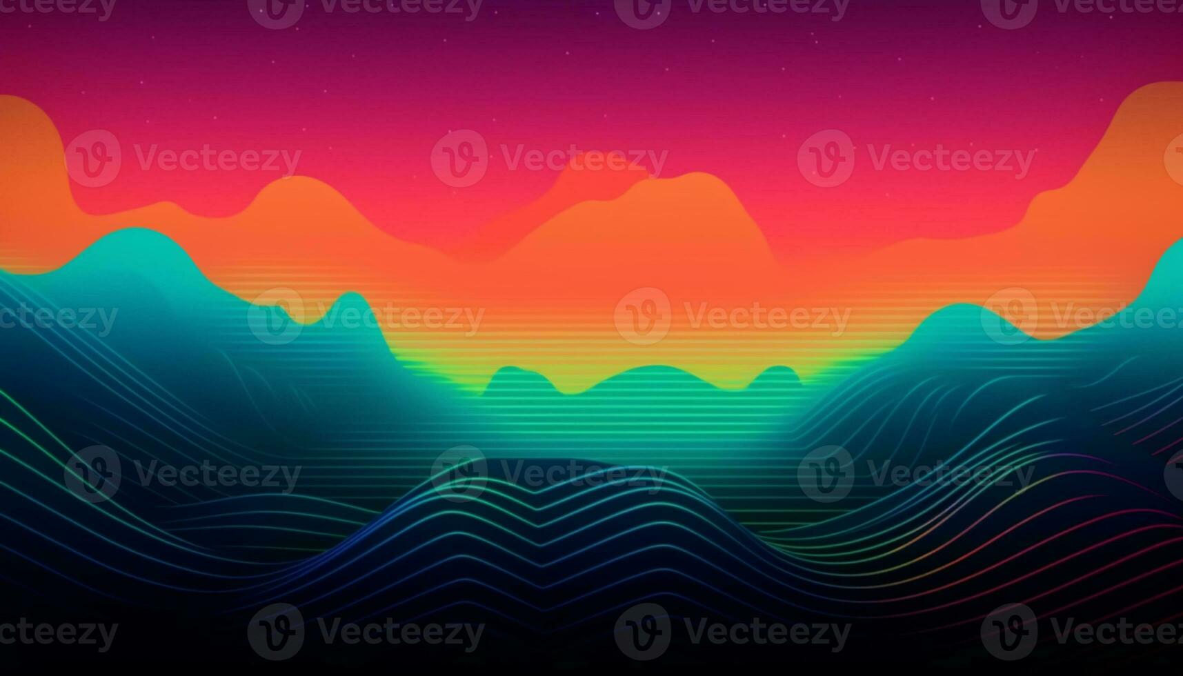 Simple minimalist retro color trendy background abstract colorful wallpaper and backdrop. Artistic digital art 3d rendering geometric line stripe bar element design material. Panoramic mountain wave. photo