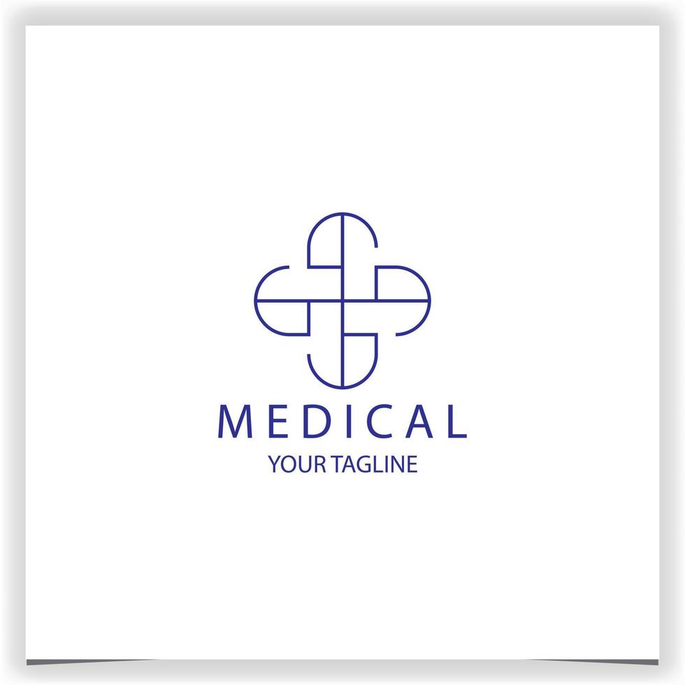 Outline modern medical and cross logo premium elegant template vector eps 10