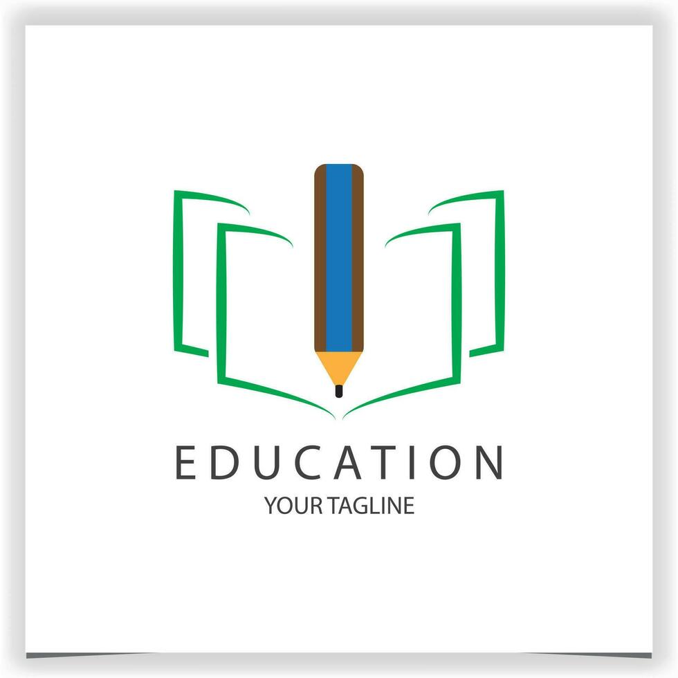 Vector education book and pencil logo template with flat blue and green color style logo premium elegant template vector eps 10 logo premium elegant template vector eps 10