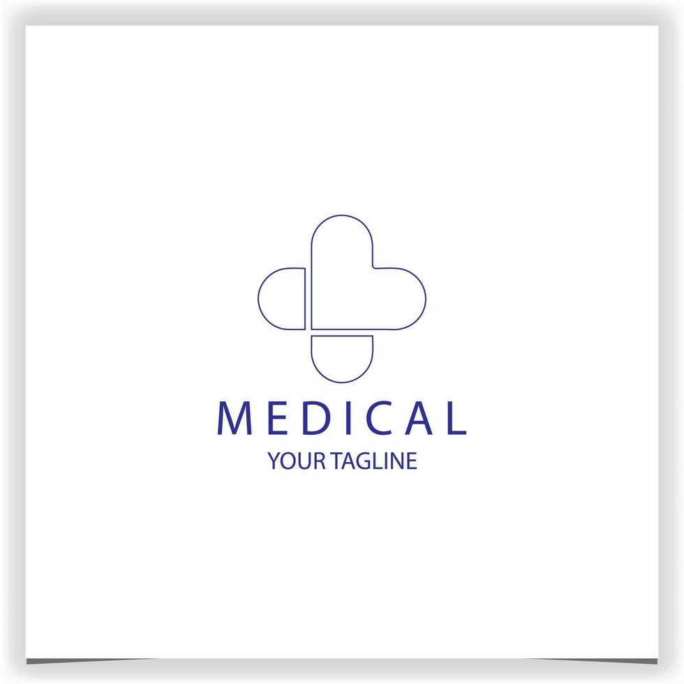 Outline modern medical and cross logo premium elegant template vector eps 10