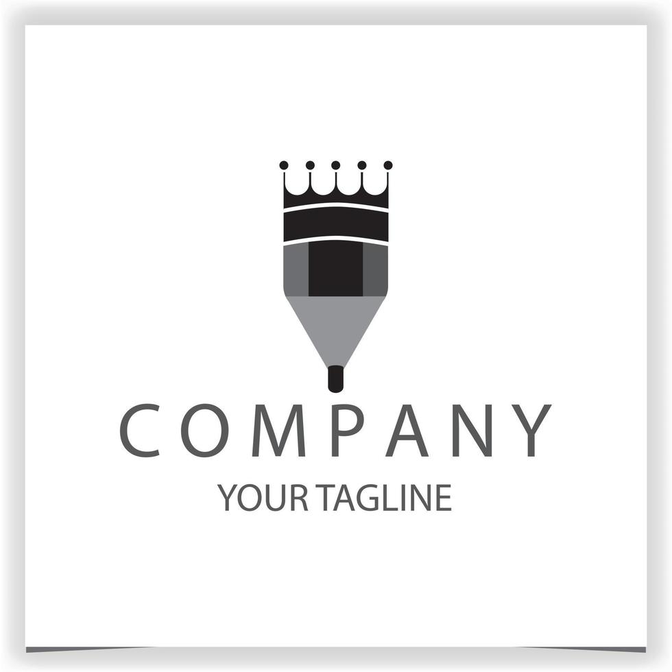 luxury pencil and crown logo premium elegant template vector eps 10
