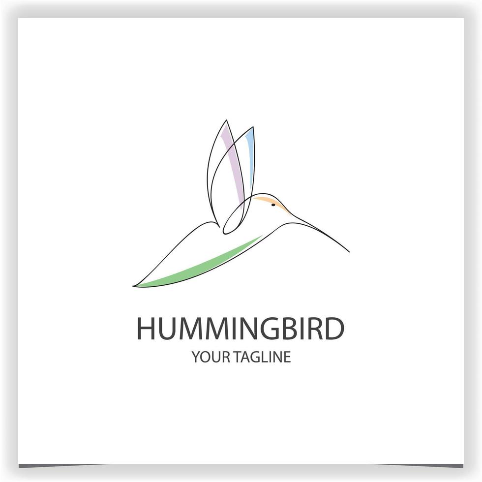 Minimalist hummingbird bird logo design with pastel color and elegant lines style logo premium elegant template vector eps 10