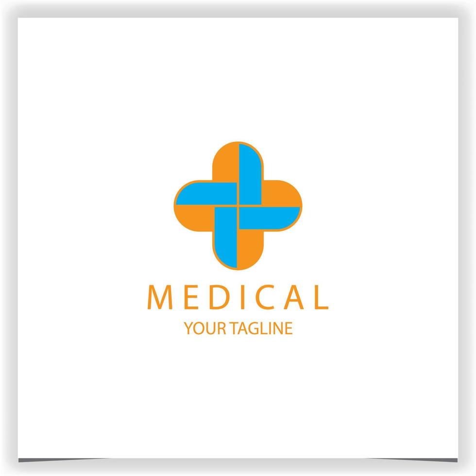 Outline modern medical and cross logo premium elegant template vector eps 10