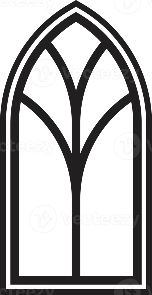 gótico ventana. Clásico manchado vaso Iglesia marco. elemento de tradicional europeo arquitectura png