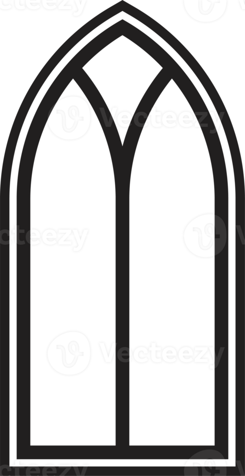 gotik fönster. årgång färgade glas kyrka ram. element av traditionell europeisk arkitektur png