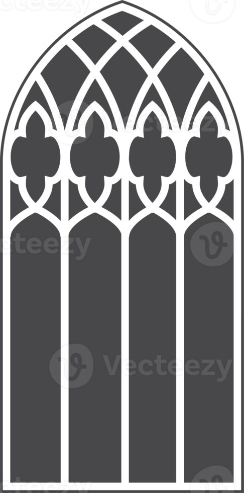 Chiesa medievale finestra. vecchio Gotico stile architettura elemento. glifo illustrazione png