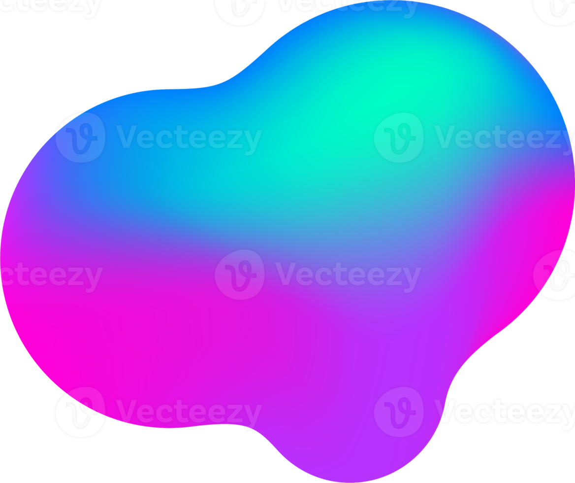 Gradient blob shape. Abstract organic random form. Liquid fluid background. Amoeba bubble and splash. Memphis element png