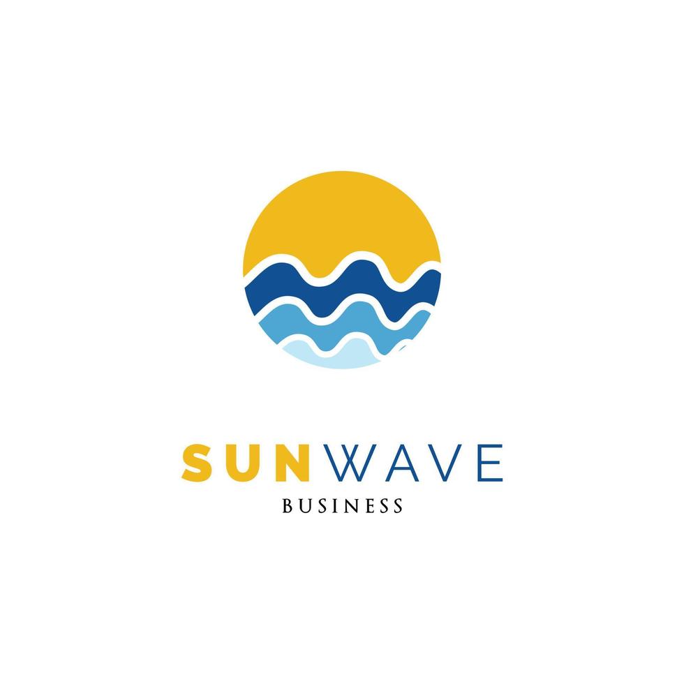 Sun with Sea Waves Icon Logo Design Template vector