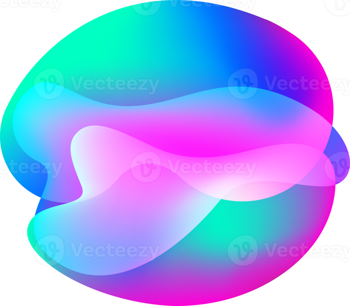 Liquid gradient shape. Fluid abstract color background. Holographic organic 3D design. Neon futuristic element. Blend bubble png
