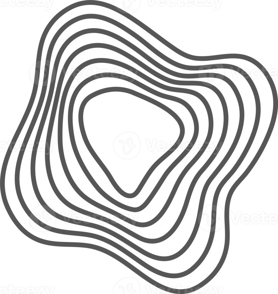 Tree rings organic pattern. Topography line circle. Nature wavy contour shape. Topographic icon png