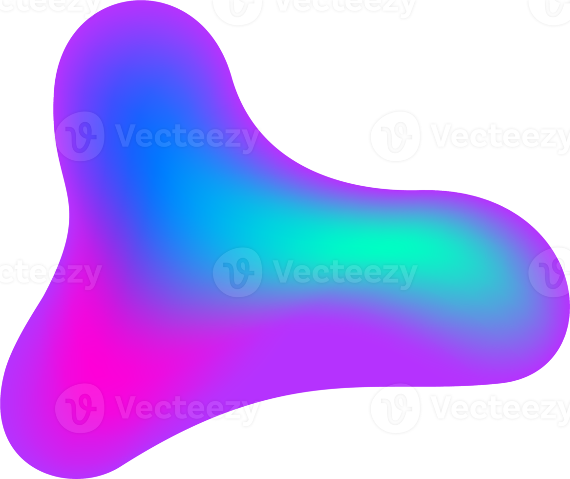Gradient Klecks Form. abstrakt organisch zufällig form. Flüssigkeit Flüssigkeit Hintergrund. Amöbe Blase und Spritzen. Memphis Element png