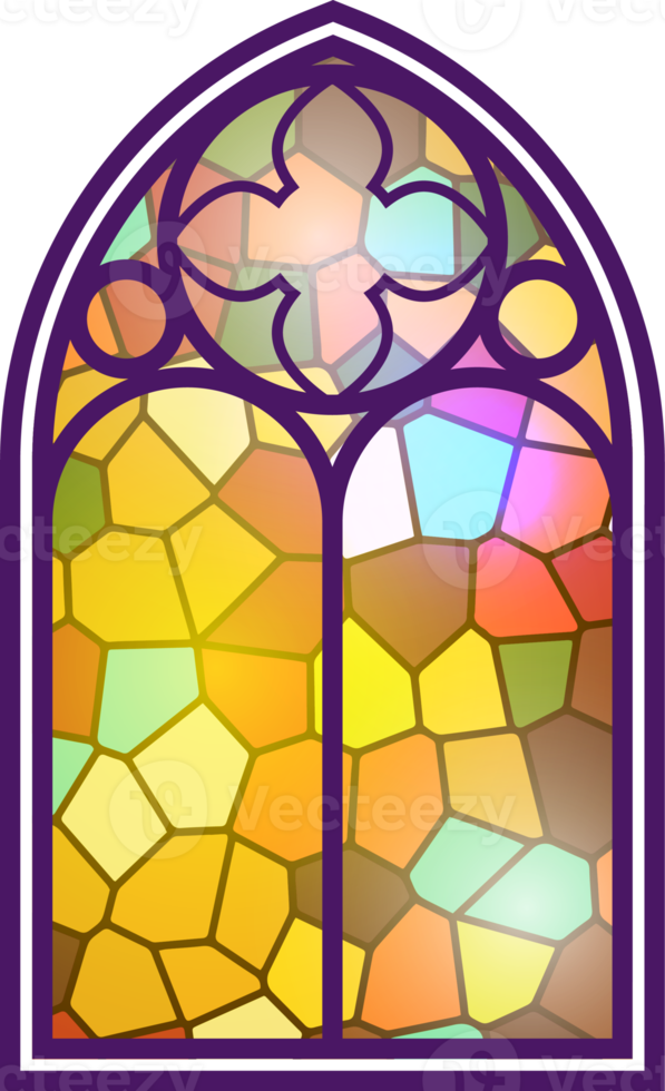 Free gotisch venster. wijnoogst gebrandschilderd glas kerk kader