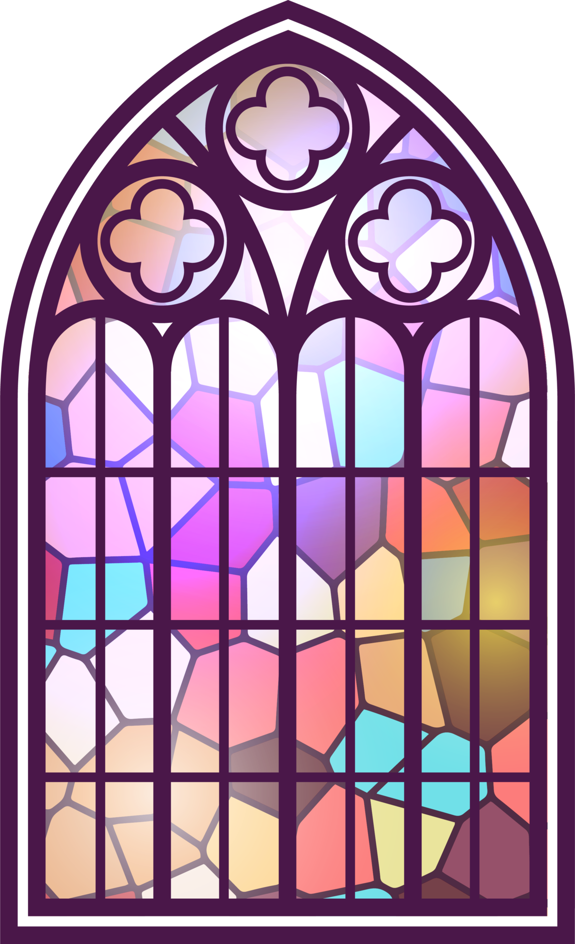 Gothic window. Vintage stained glass church frame. Element of