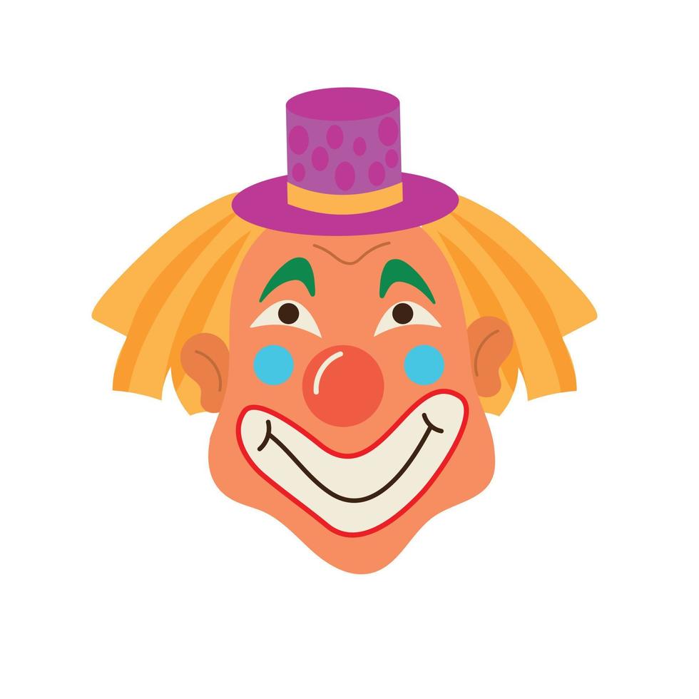 vector ilustración de un sonriente payaso en un blanco antecedentes. circo carnaval dibujos animados Arte ilustración. diseño para contento cumpleaños fiesta, póster, bandera, tarjeta, web sitio, moderno de moda plano estilo