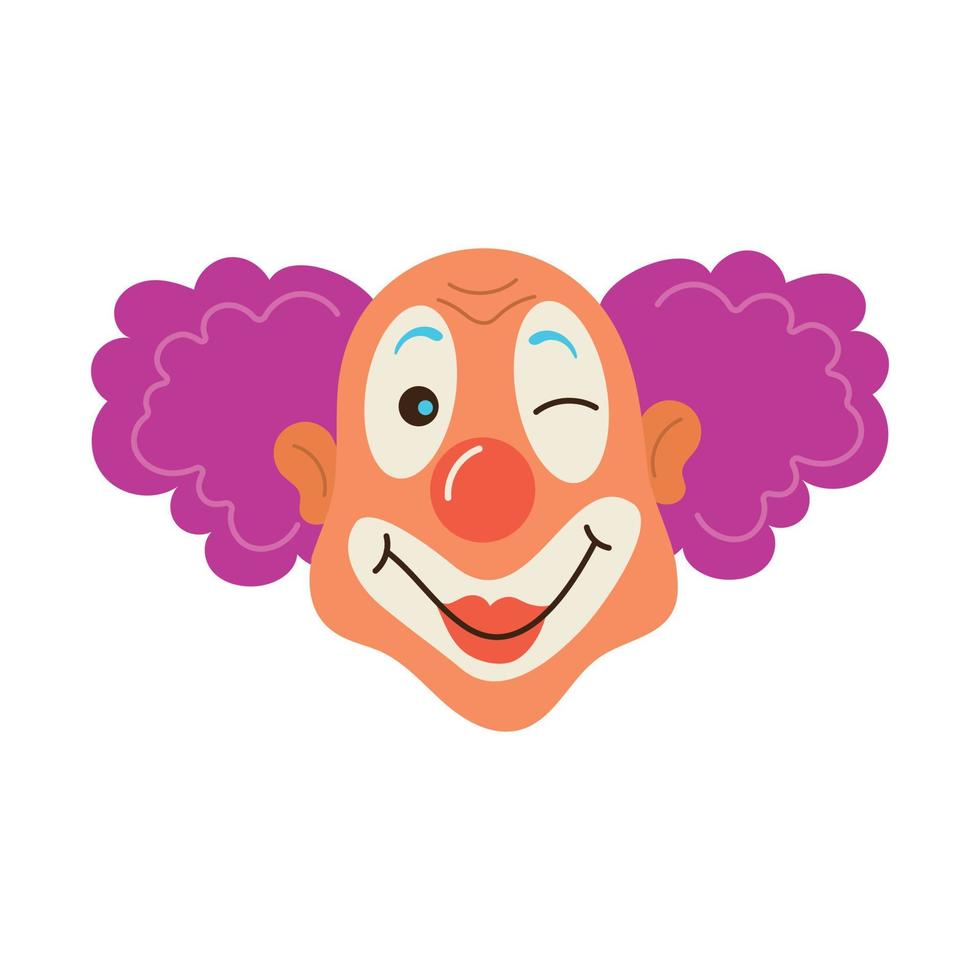 vector ilustración de un sonriente payaso en un blanco antecedentes. circo carnaval dibujos animados Arte ilustración. diseño para contento cumpleaños fiesta, póster, bandera, tarjeta, web sitio, moderno de moda plano estilo