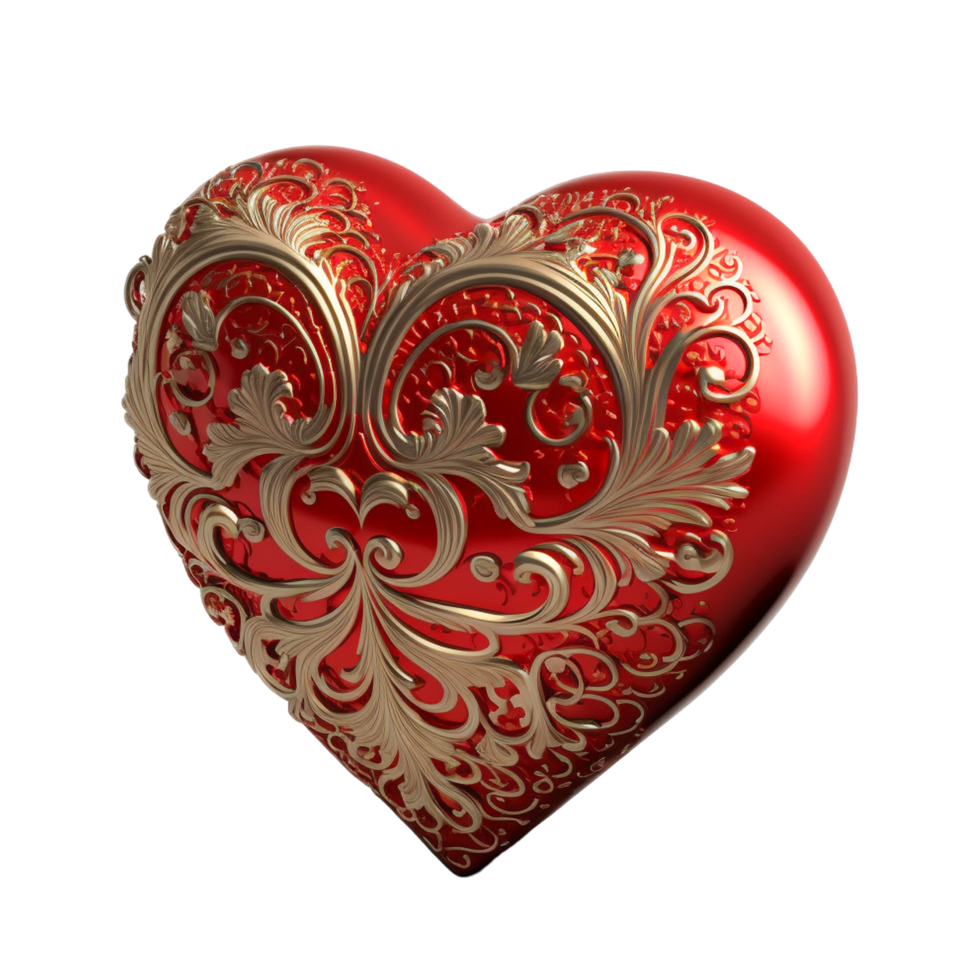 valentines day 3d red and golden heart png