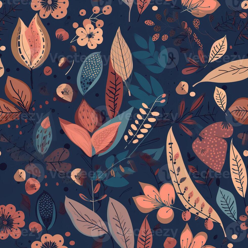 Floral abstract seamless patterns. . photo