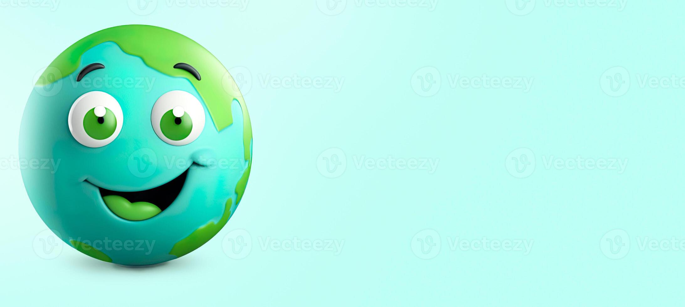 Banner of cute Earth 3D illustration design. . photo