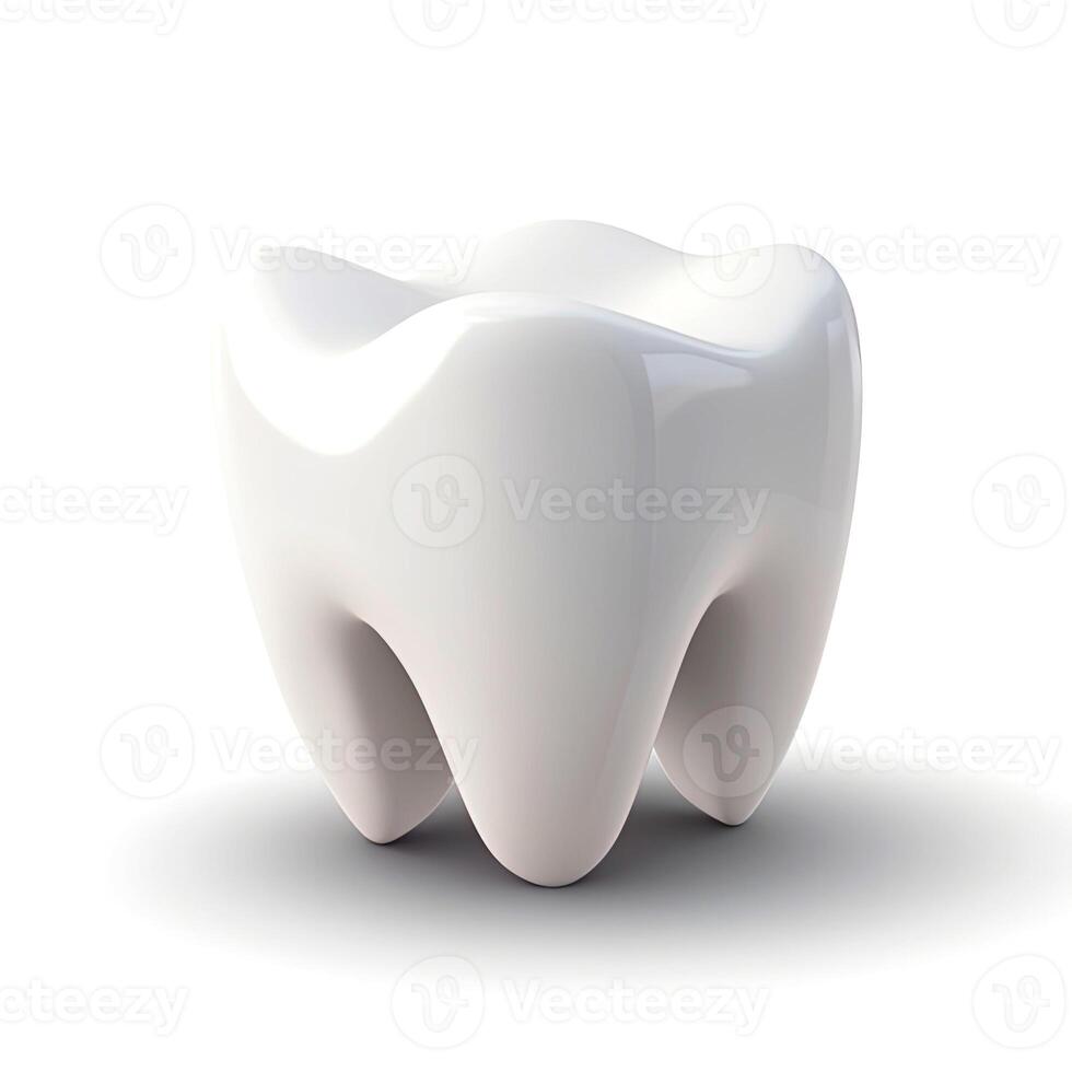 3D design of tooth over white background. . photo