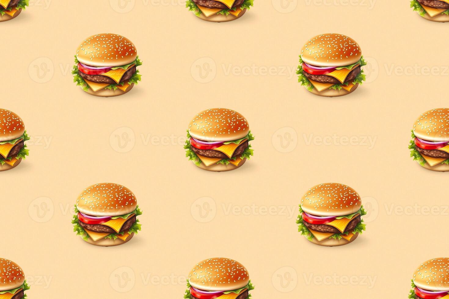 3D design cheeseburger seamless pattern over beige background. . photo