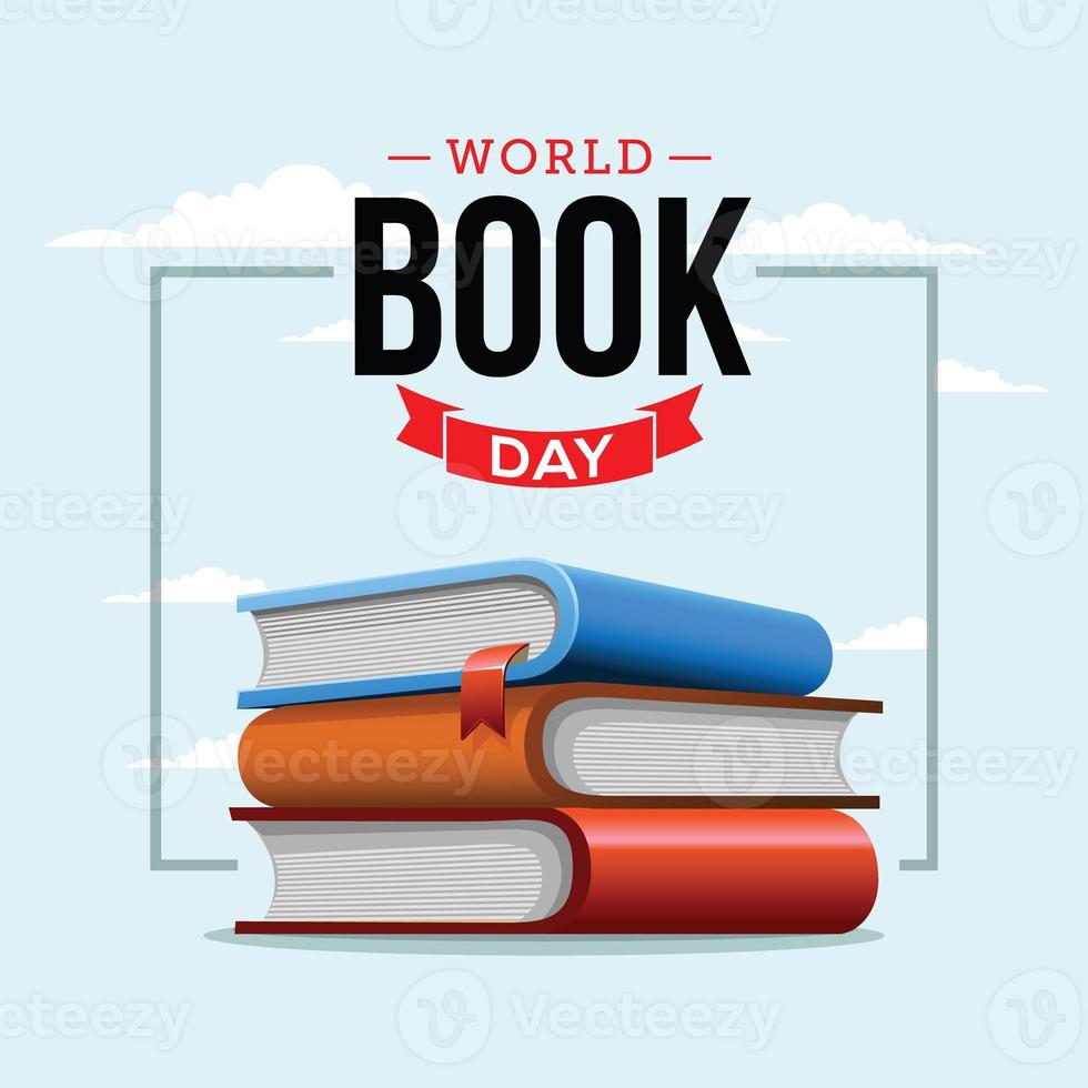 World book day, stack of books with glasses on mint background photo