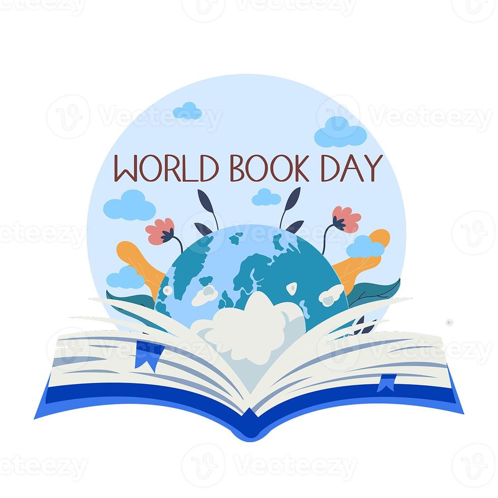 World book day, stack of books with glasses on mint background photo