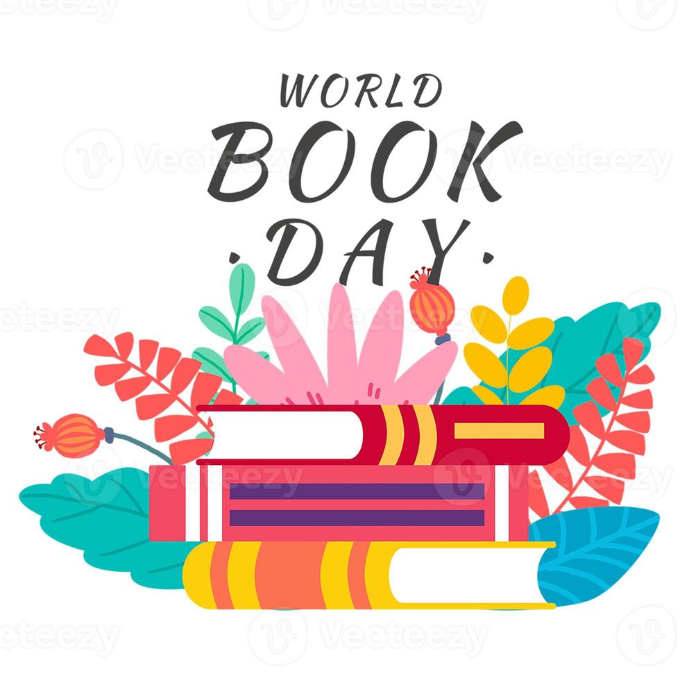 World book day, stack of books with glasses on mint background photo